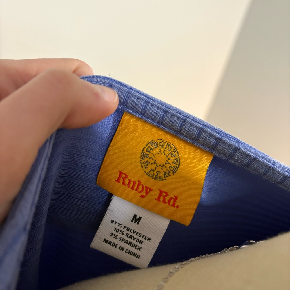 Ruby Rd. Blue V-Neck Blouse - Picture 3 of 3